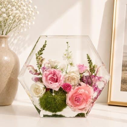 Resin Floral Hexagon